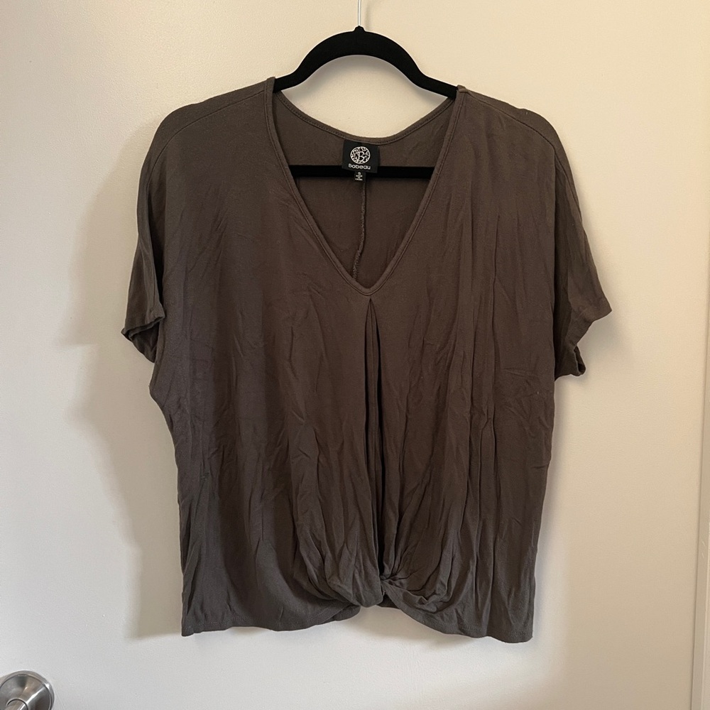 Bobeau Olive Green V Neck Top Size S